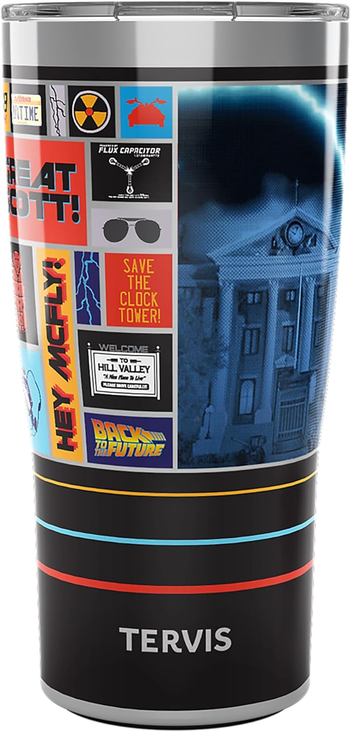 Tervis Traveler Back to the Future Triple Insulated Tumbler Travel Cup Keeps Drinks Cold & Hot, 20oz, Stainless Steel