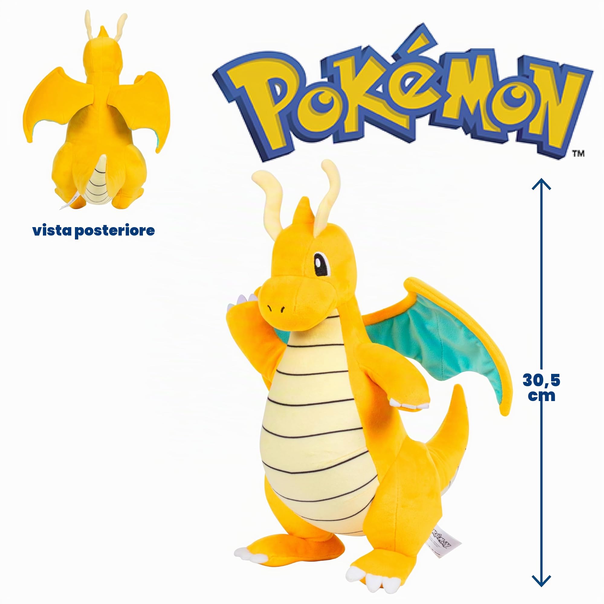Pokémon PKW1437-30 cm Peluche Dragoran, peluche ufficiale