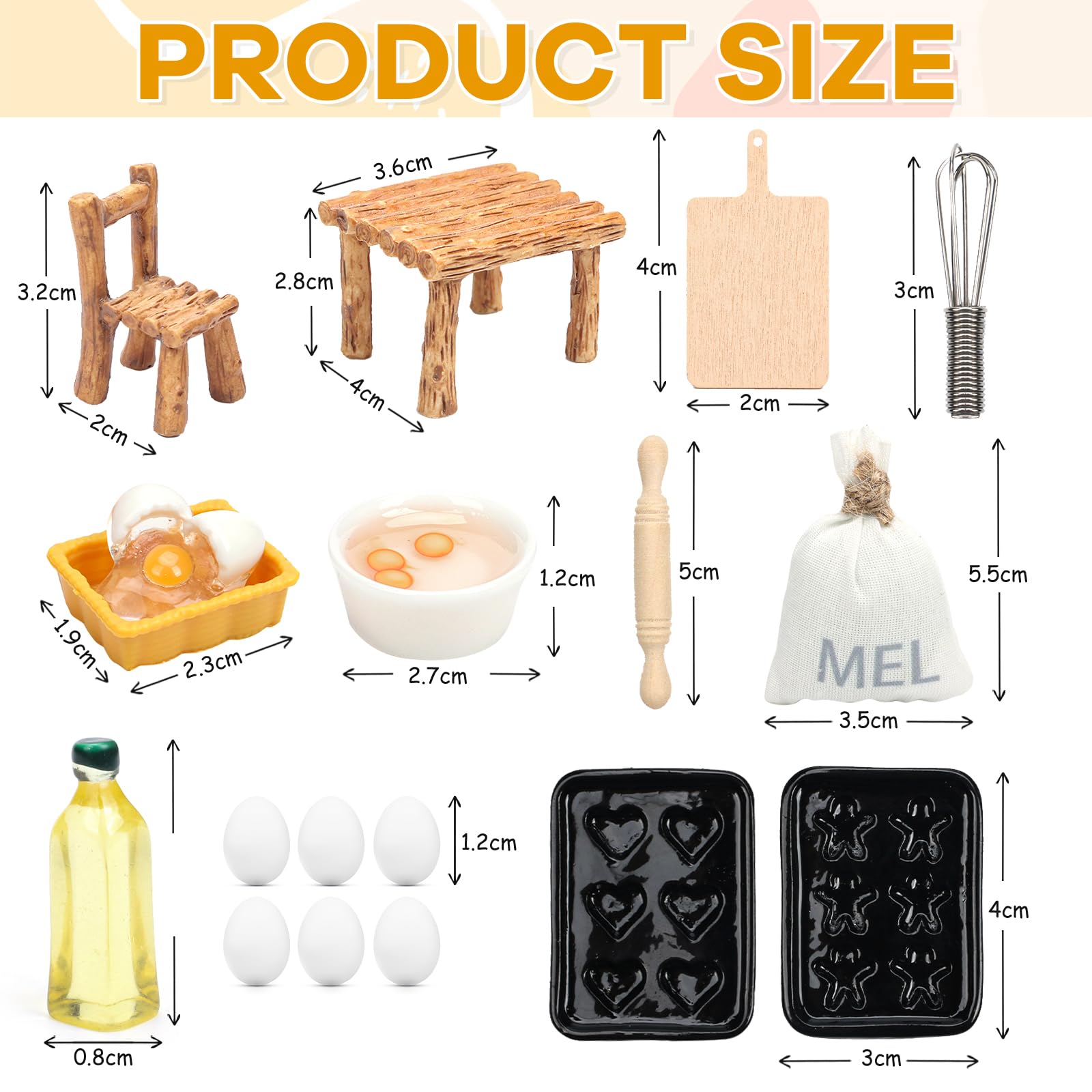 Miniatur Wichtel Zubehör Set – 19 Teile, Inkl. Tisch, Stühle & Backutensilien Aus Holz