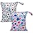 ALVABABY 2pcs Cloth Diaper Wet Dry Bags Waterproof Reusable with Two Zippered Pockets Travel Beach Pool Daycare Soiled Baby Items Yoga Gym Bag for Swimsuits or Wet Clothes LX-YX8688
