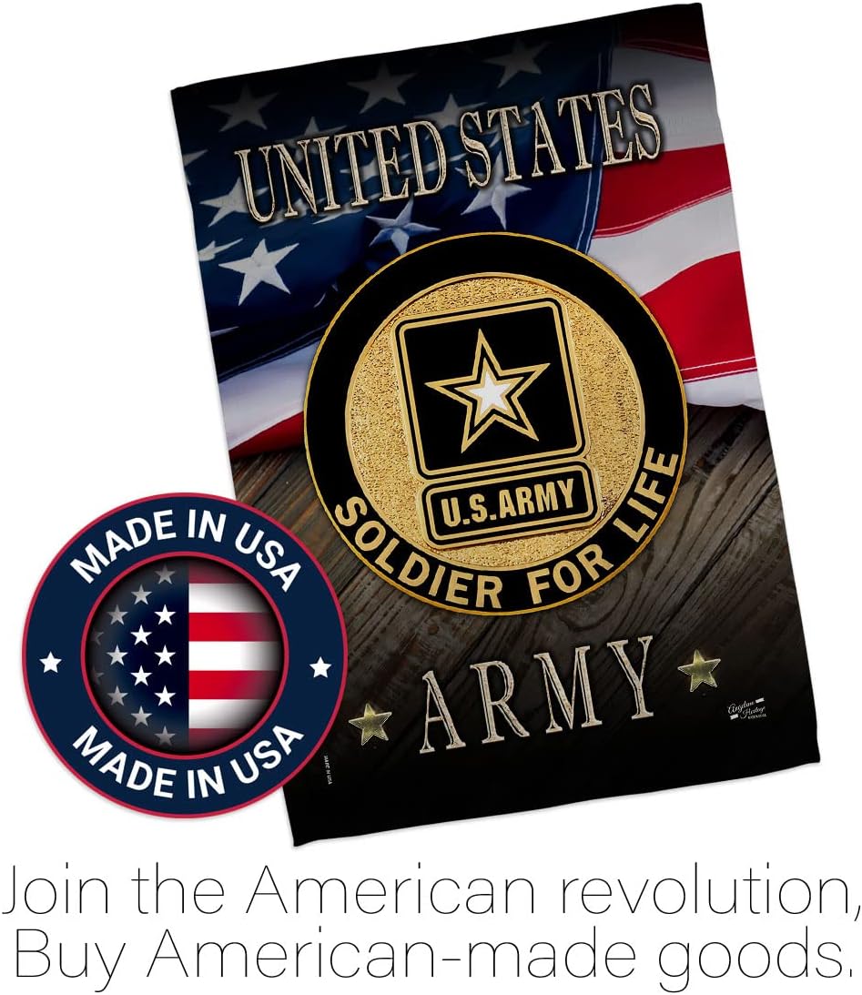 US Army Soldier for Life House Flag - Pack Armed Forces Rangers United State American Military Veteran Retire Official USA Applique - Banner Small Garden Yard Gift Double-Sided Made In 28 X 40