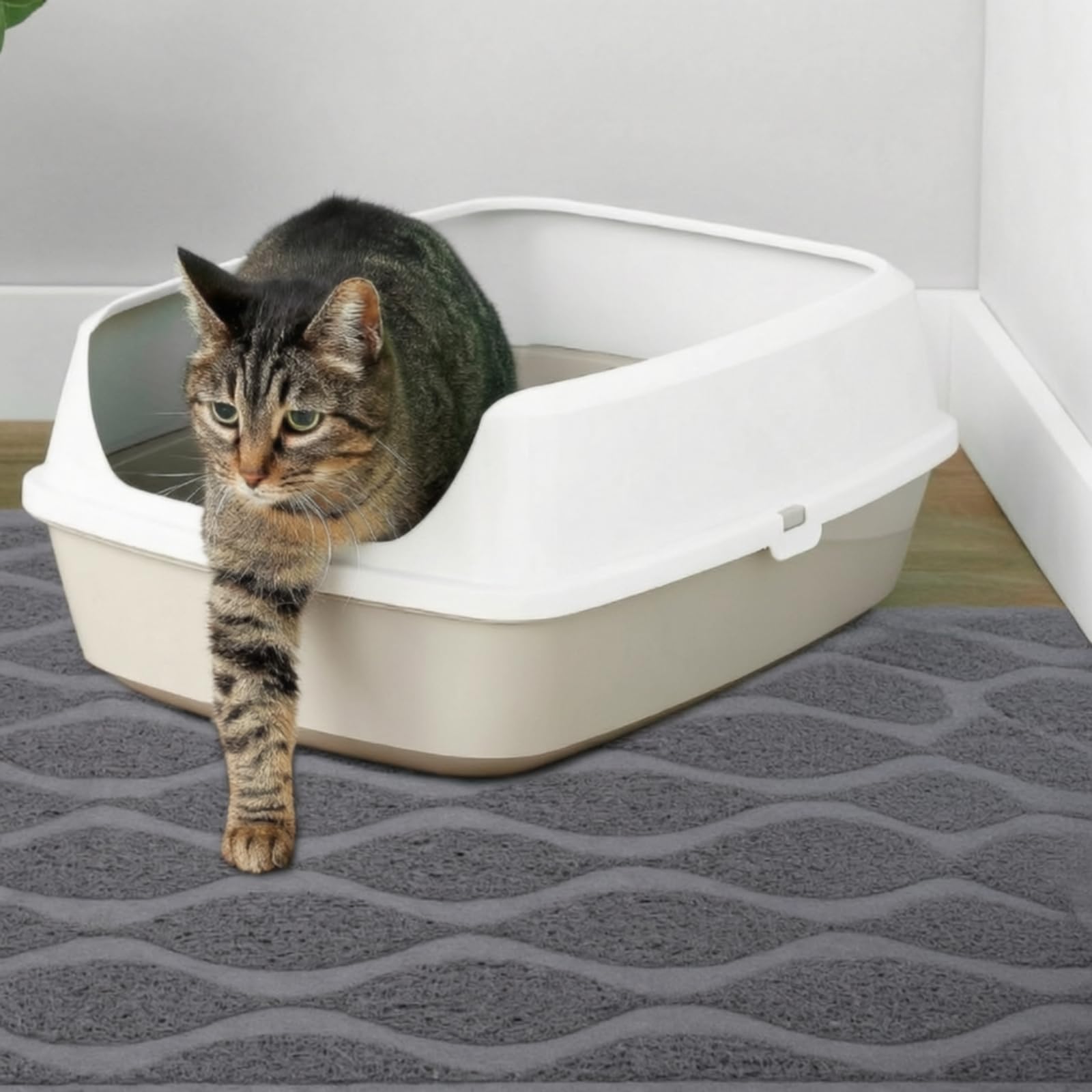 Wasserdicht Katzenstreumatte, Wellenmuster, Grau