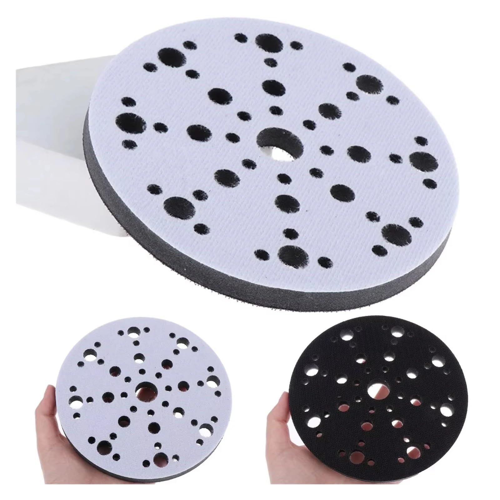Almohadilla de interfaz esponja suave 6 pulgadas, 150mm, 49 agujeros for almohadillas lijado, discos bucle gancho, amortiguador respaldo lijadora, 5 uds