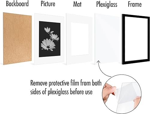 Vista 359 de Americanflat Portarretratos de 8 x 12 pulgadas con plexiglás pulido, juego de 2 portarretratos de 6 x 8 pulgadas con paspartú o para fotos de 8 x 12