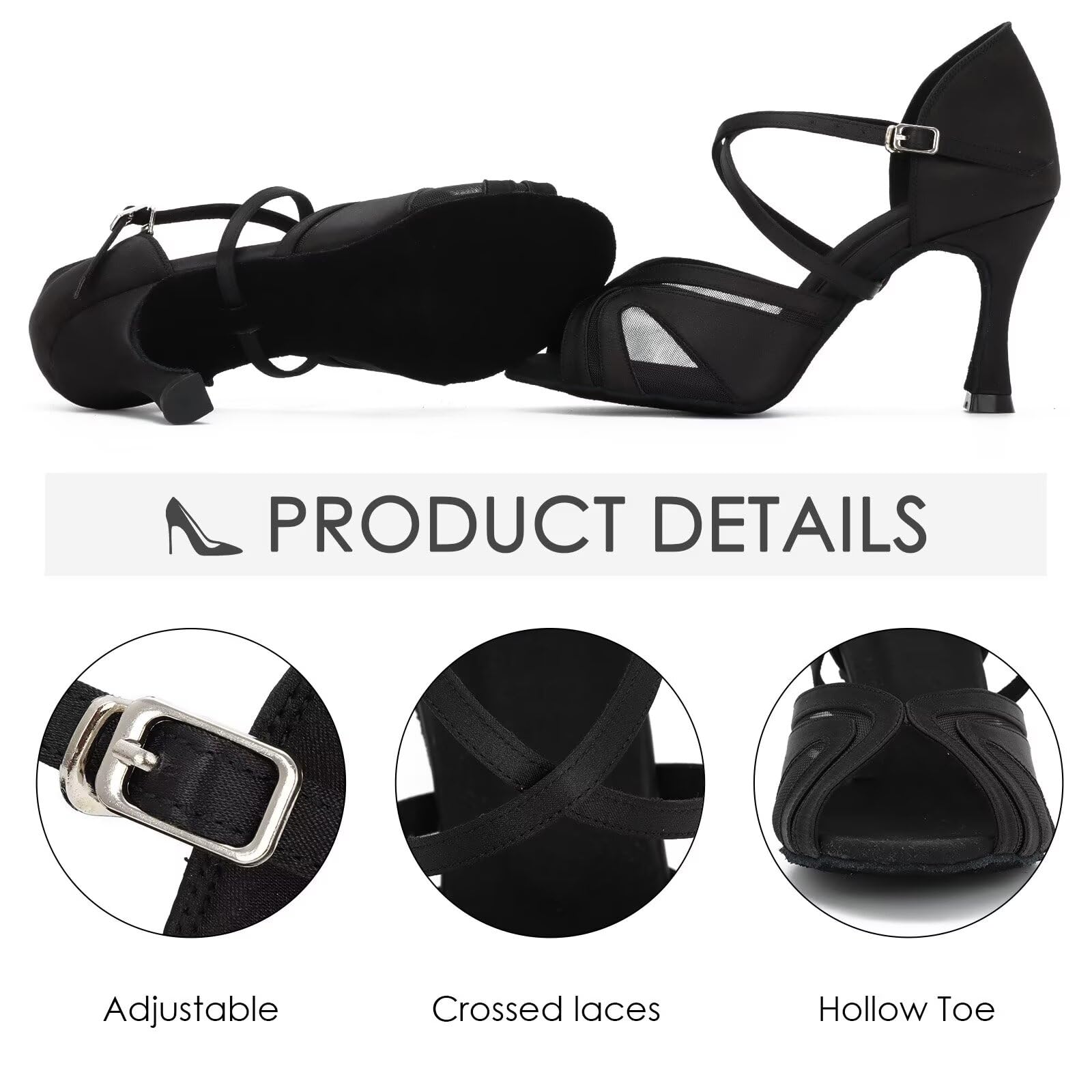 Zapatos de Baile de salón para Mujer Salsa Latin Dancing Heels Party Evening Wedding Dance Pumps con Correa de Tobillo