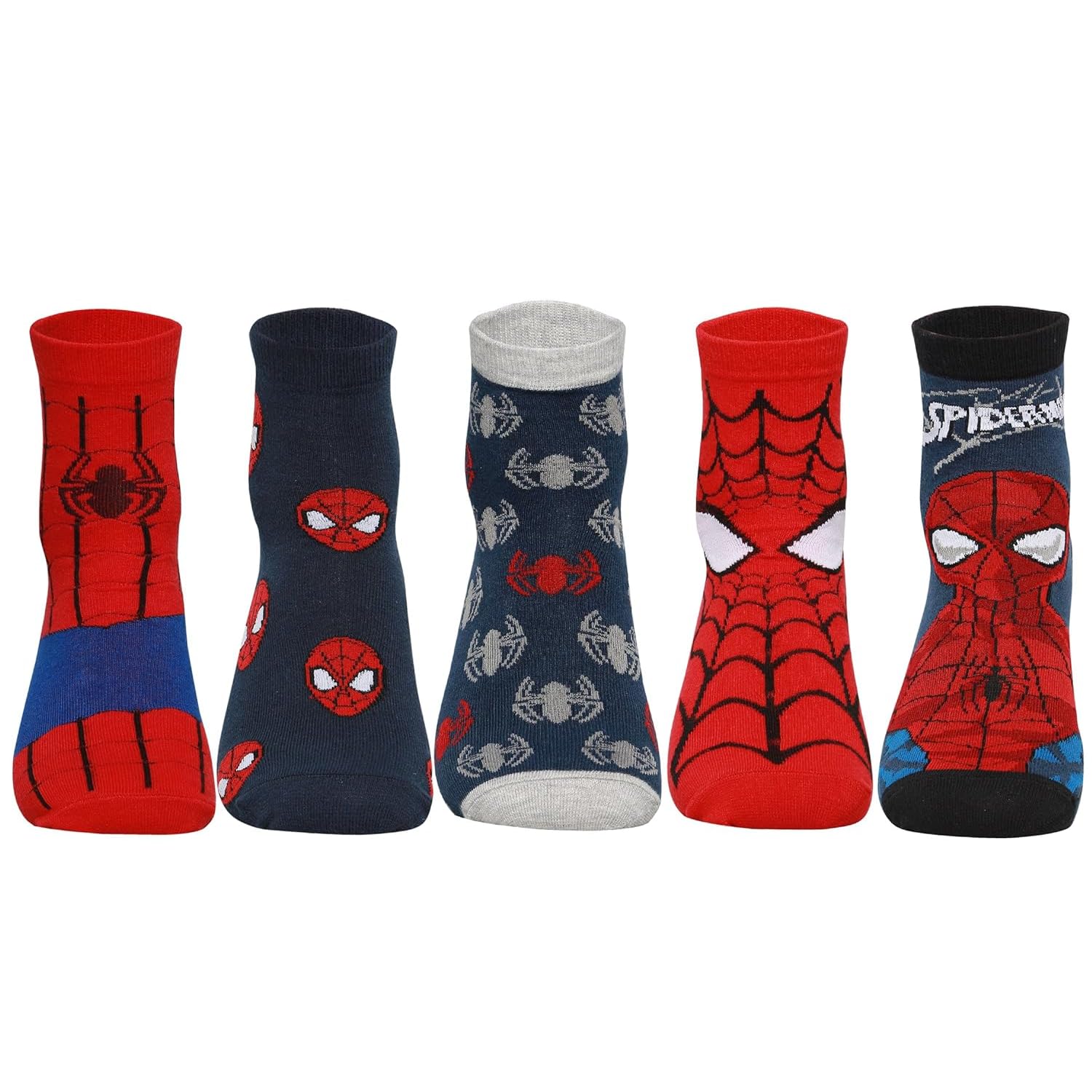 supersox Disney Spiderman Ankle Length Socks Collection for Men (Pack of 5)-picture-33