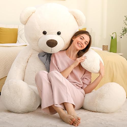 Miniatura 74 de MaoGoLan Oso de peluche color rosado gigante de 55 pulgadas, animales rellenos grandes y de tamaño real para novia Rosa,Azul,Marrón,Crema,Marrón