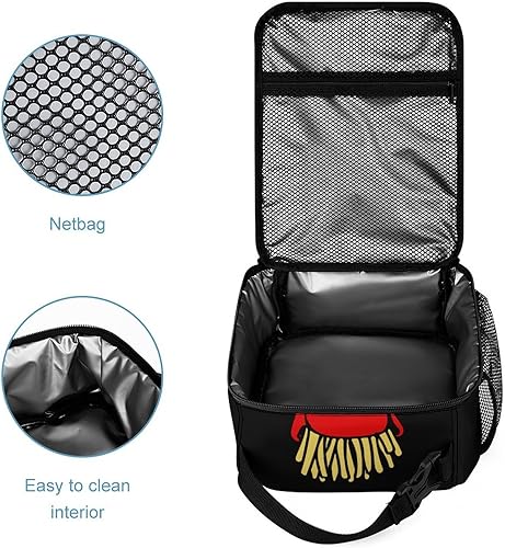 Vista 4 de Linda bolsa de almuerzo con aislamiento de papas fritas para mujeres y hombres, reutilizable, bolsa de mano para el trabajo y viajes