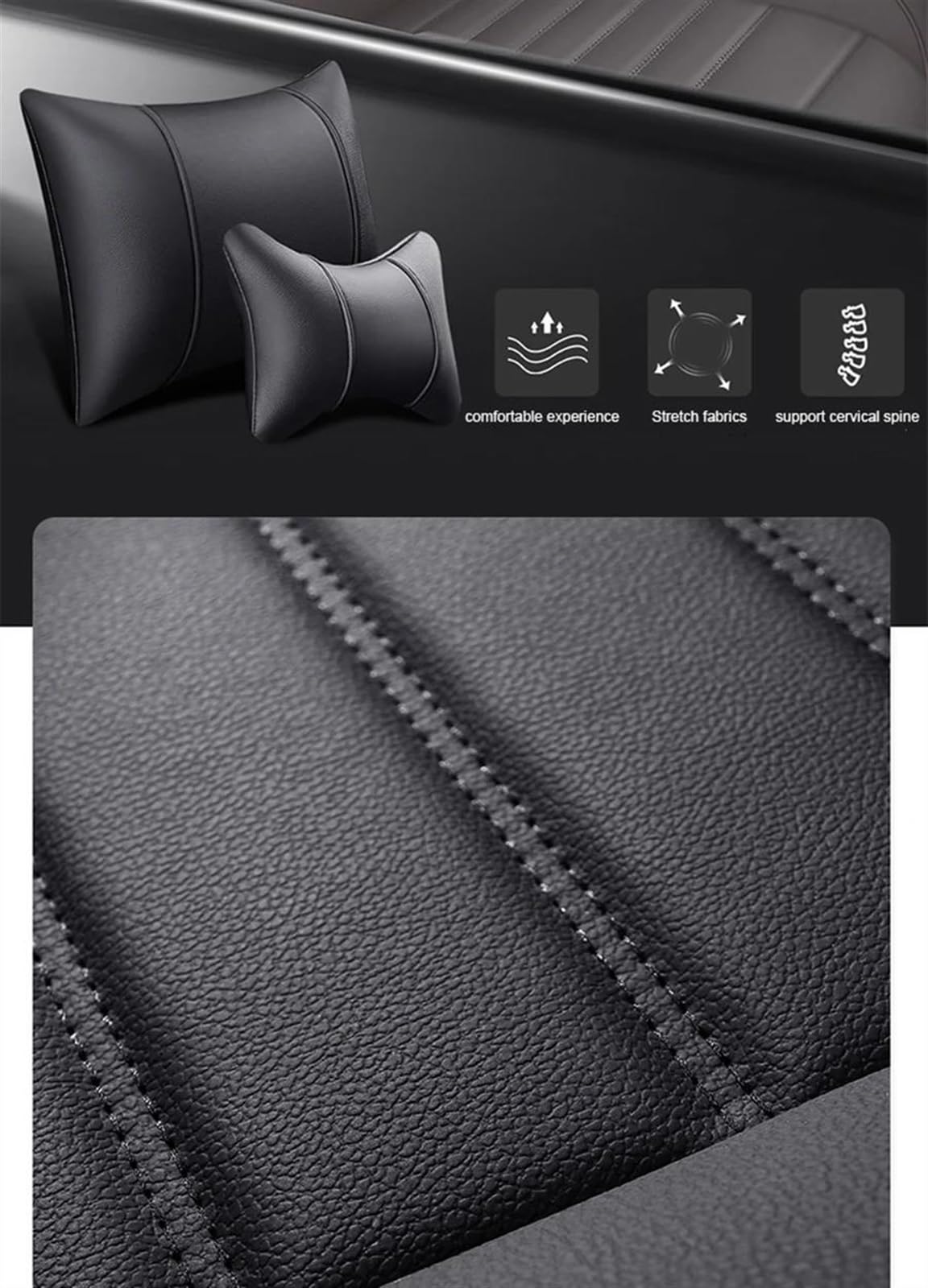 Funda De Cuero para Asiento De Coche Accesorios para Chrysler Todos Los Medels para 300c 300 300m para Aspen para Cirrus para Daytona 5 Asientos Fundas Asientos(Negro)