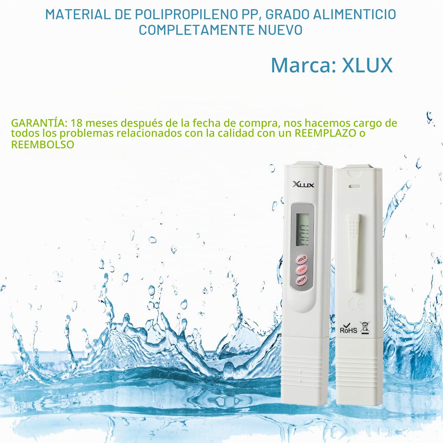 Medidor de TDS XLUX digital 0-9990 ppm precisión ±2%