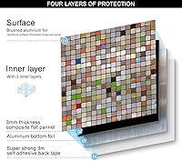 Vista 4 de XUANINY 5 hojas de azulejos metálicos para salpicaduras en muro, autoadhesivas, aluminio 3D, paneles de pared para cocina, baño, dormitorio, sala