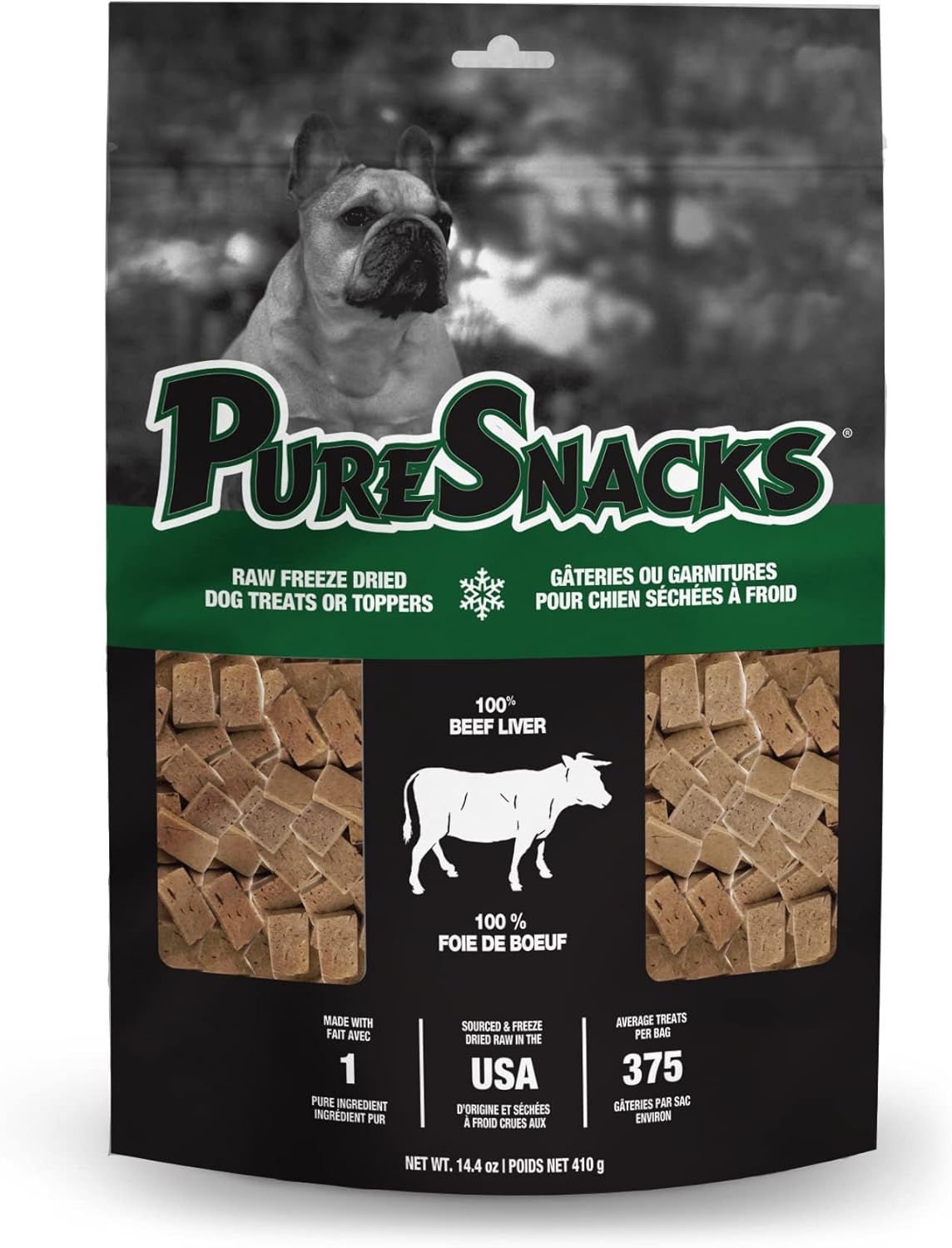 PureSnacks Freeze Dried Dog Beef Liver, 1 Ingredient, Made in USA, 14.4oz