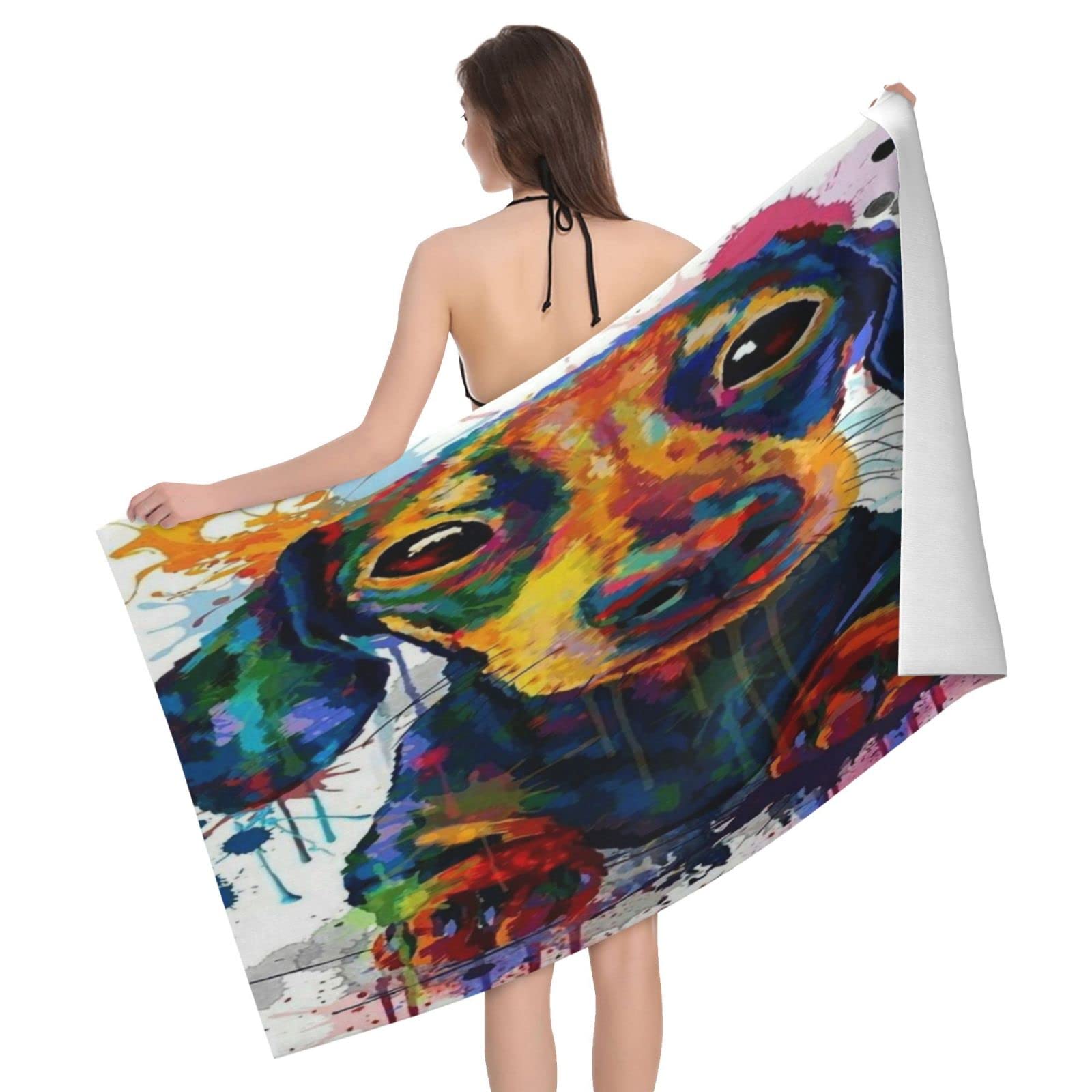 Lawenp Dachshund Beach Towel, Lightweight Sand Free Quick Dry Microfiber Absorbent Bath Towel for Kids, Adults, Swimming, Bath, Yoga, Pool, Travel, Camping 32"X52"