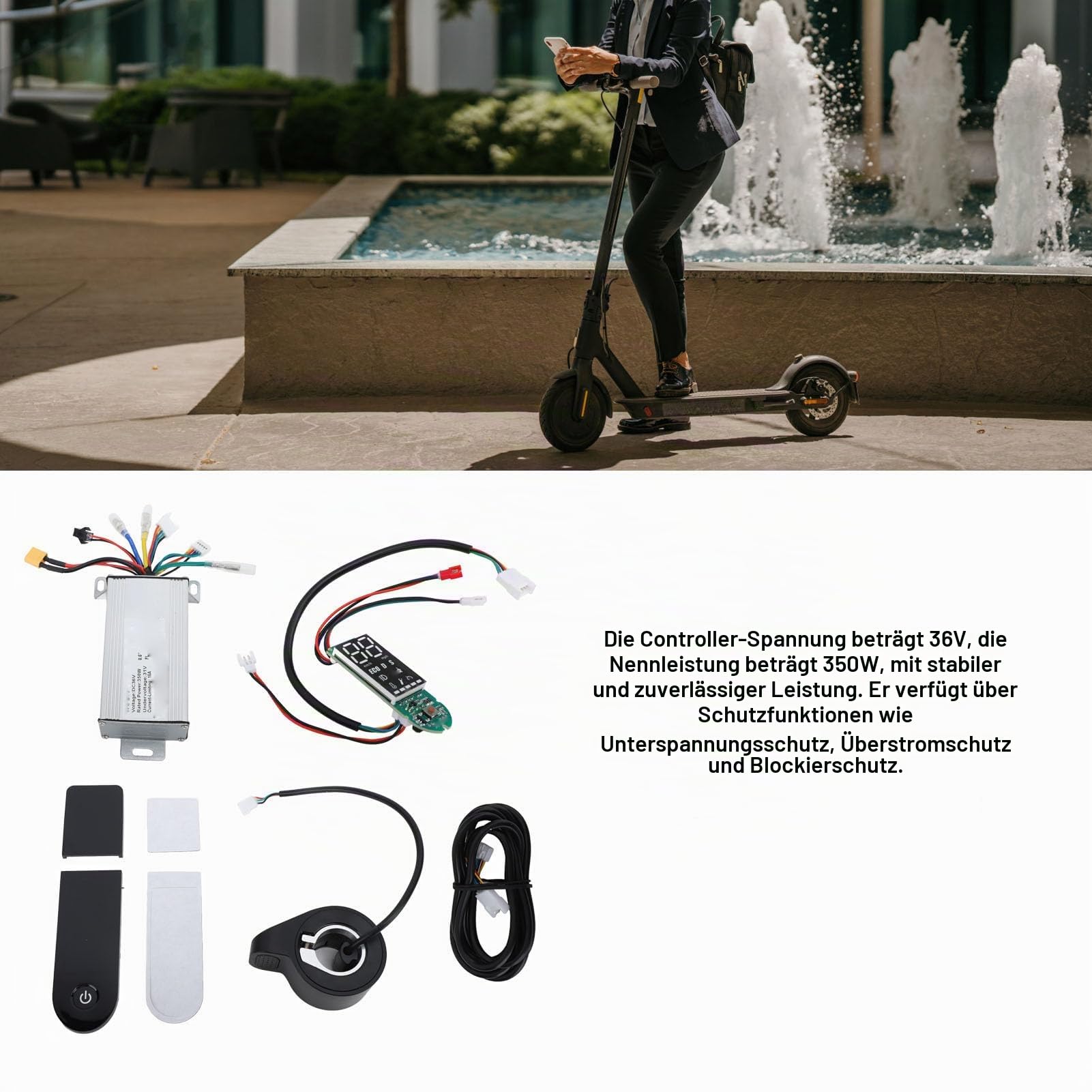 BuyWeek Elektroroller Controller Dashboard Kit für Xiaomi M365 Pro Pro 2 1S, DC 36V 350W E-Roller Motor Controller Leiterplatte Daumengas Dashboard Abdeckung Kit
