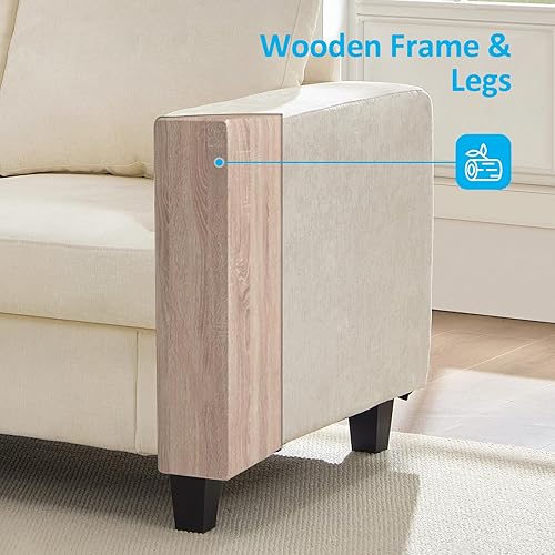 Miniatura 7 de Mjkone Juego de sofás de 3 piezas, sofás seccionales de 3 asientos y sofá biplaza con sillón, sofás de 82 pulgadas de ancho para sala de estar, sofá