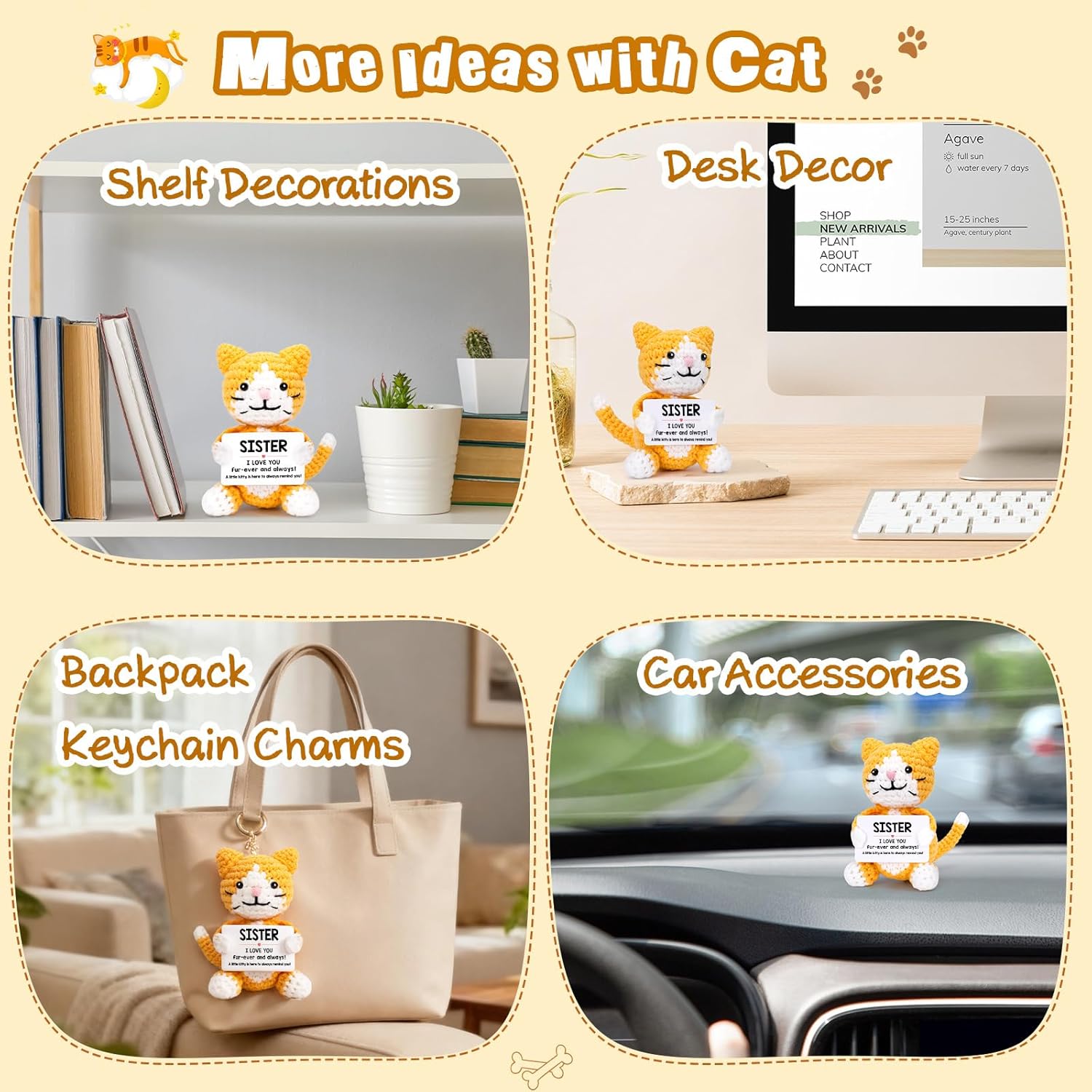 Funny Cat Sister Gifts Valentines Day Birthday, Little Big Soul Sister in Law Gifts for Women Friend Bestie, Mini Cute Stuff Cool Things Love Presents, Sisterhood Ornament Decor - Image 5