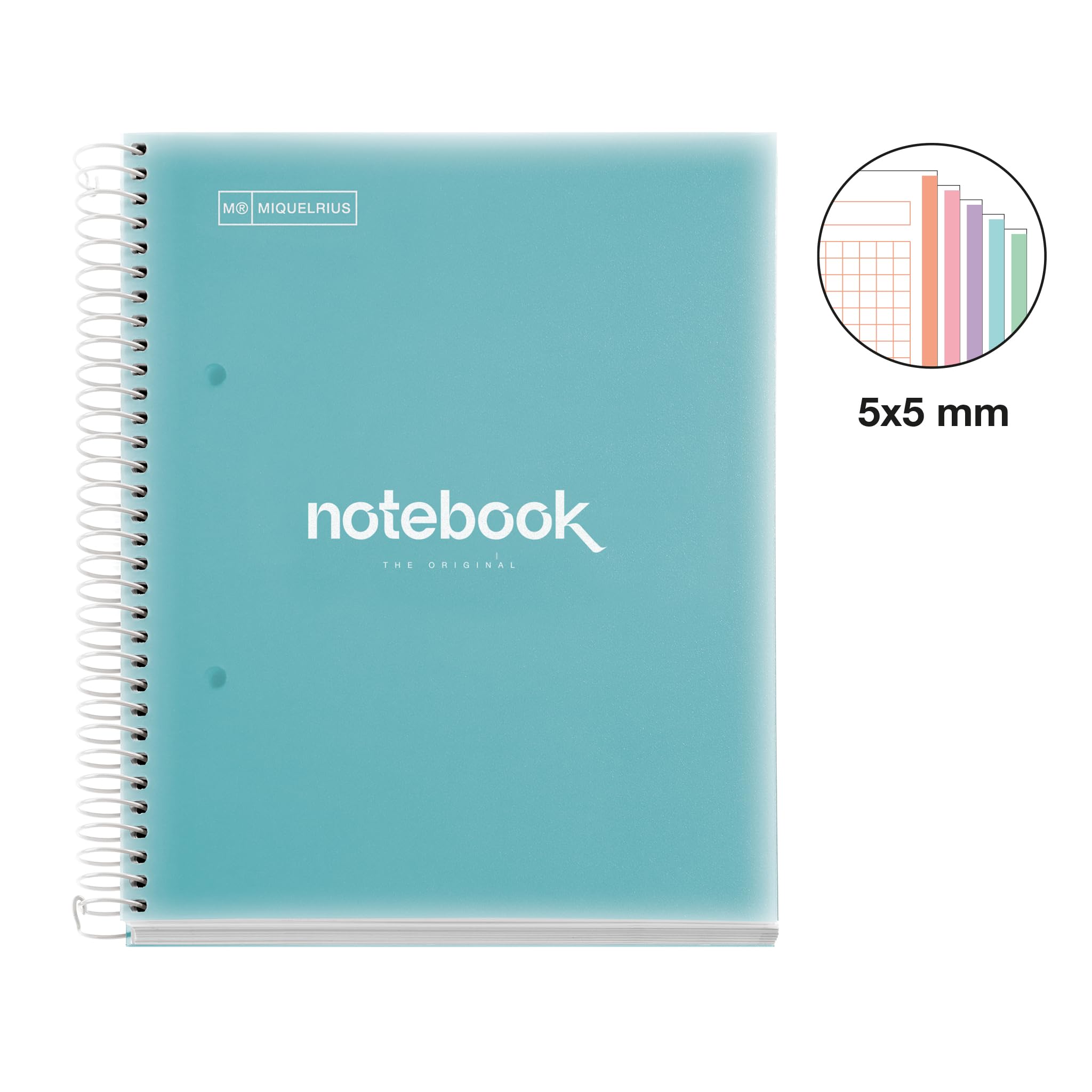 Miquelrius Carnet de notes A5 Emotions 120 feuilles quadrillées 5 mm papier 90 g/m² bleu ciel