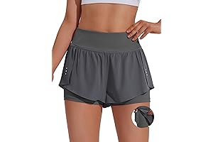 PINSPARK 2 In 1 Double Layer Yoga Shorts Women