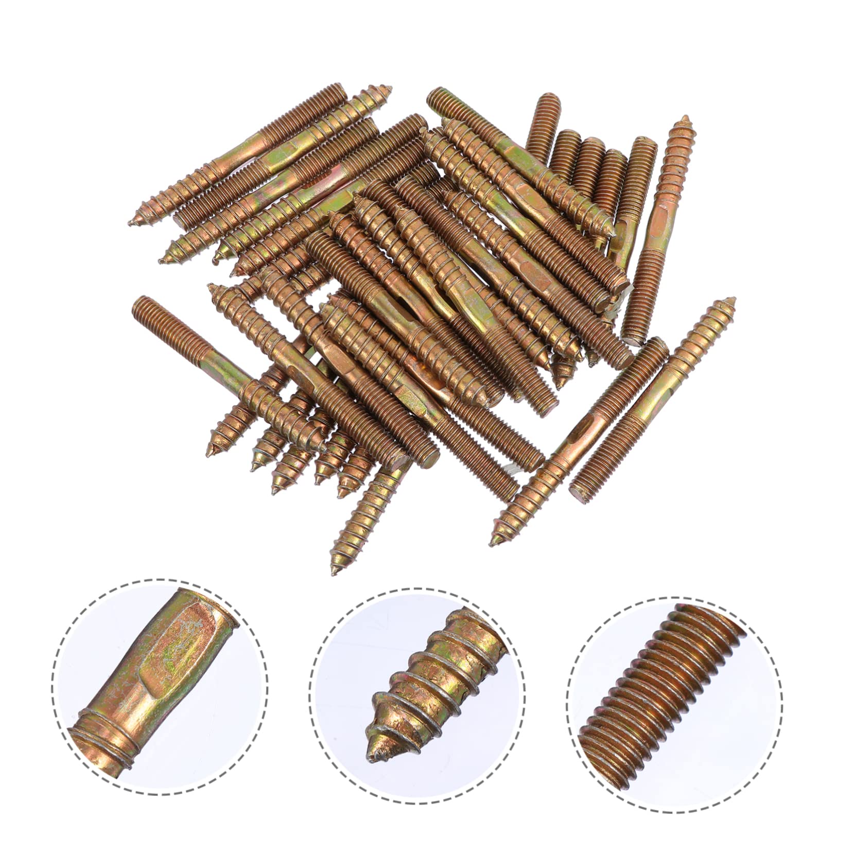 FUNOMOCYA Self-Tapping Carbon Steel Double-Headed Screws 50 Pcs Hanger Bolts Threaded Bolts for Mining Bridges