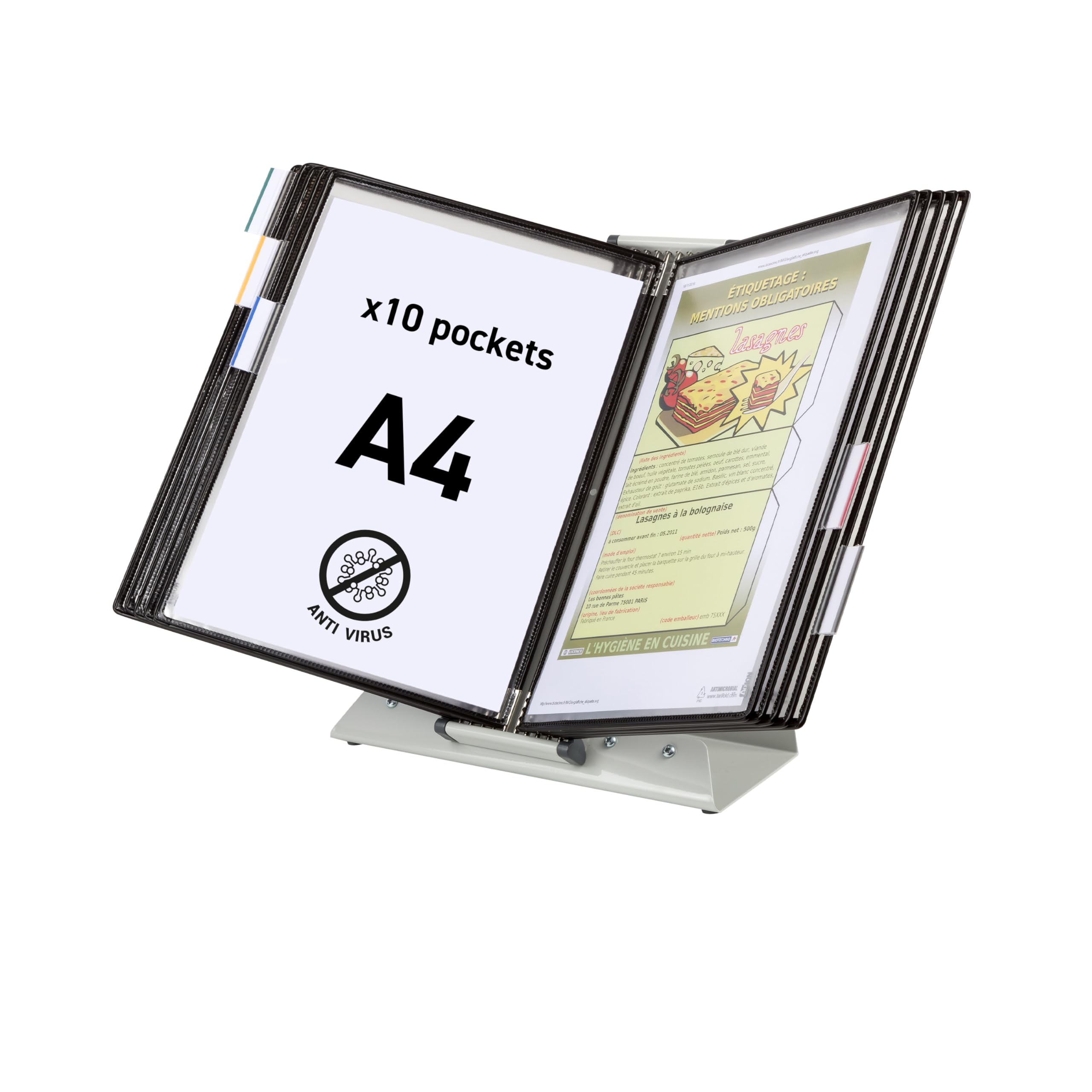 Sterifold Display System Desktop with 10 Anti-microbial Pivoting Pockets A4 Ref TAA434157