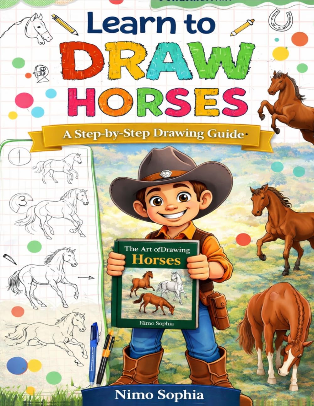 Learn to Draw Horses: A Step-by-Step Guide to Drawing Beautiful Horses, Ponies, and Realistic Poses for Kids and Beginners