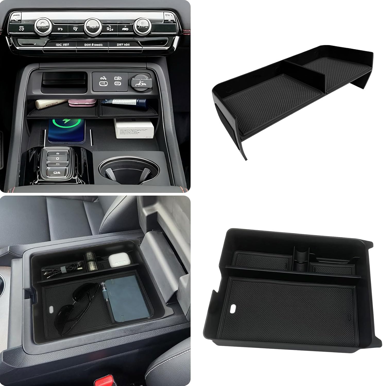 Zxiaochun 2PCS Center Console Organizer Compatible with 2023 2024 2025 2026 Honda Pilot & 2026 Honda Passport Interior Accessories, Armrest Box Tray Gear Shift Storage Tray