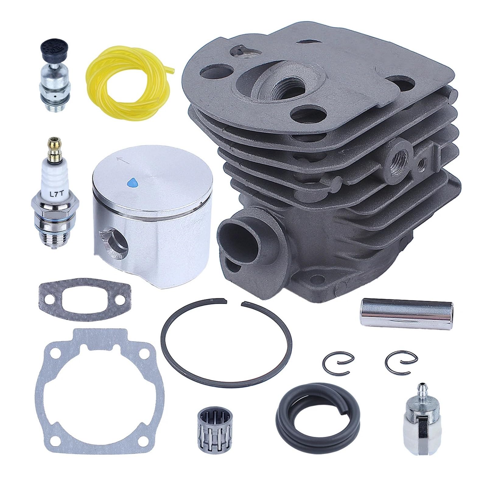 Accesorios para cortacésped Kit de pistón de Cilindro de 45mm for Motosierra 50 51 55, reemplazo de válvula de descompresión 503 60 91 71, Junta de Tubo de Filtro de línea de Combustible