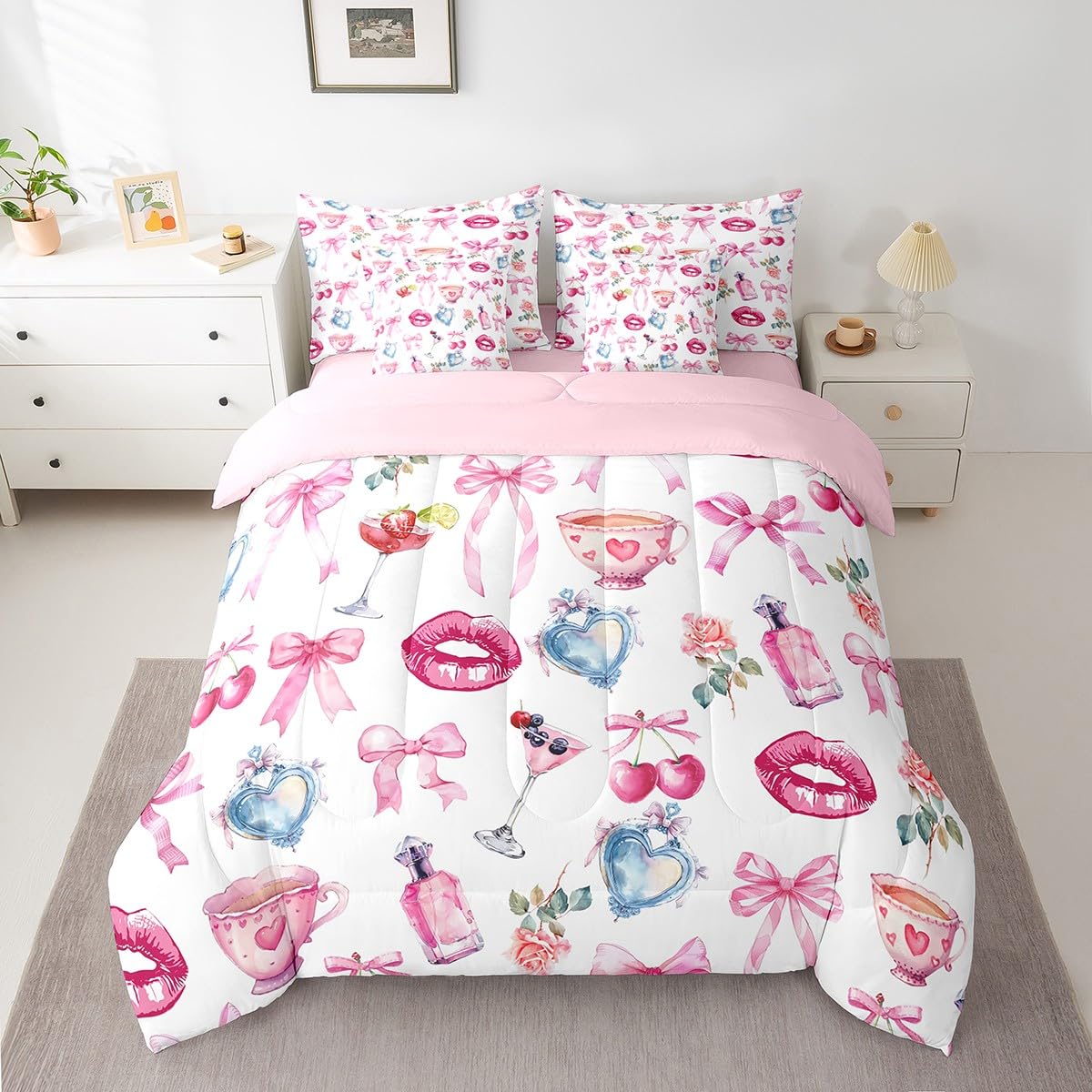 Literie à motif de nœuds roses Manfei pour transformer le lit de votre fille