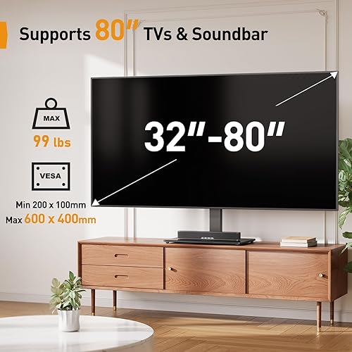 Miniatura 10 de Perlegear Soporte de TV de mesa, soporte universal para televisores LCD LED OLED de 23 a 60 pulgadas, soporte de base de TV de altura ajustable