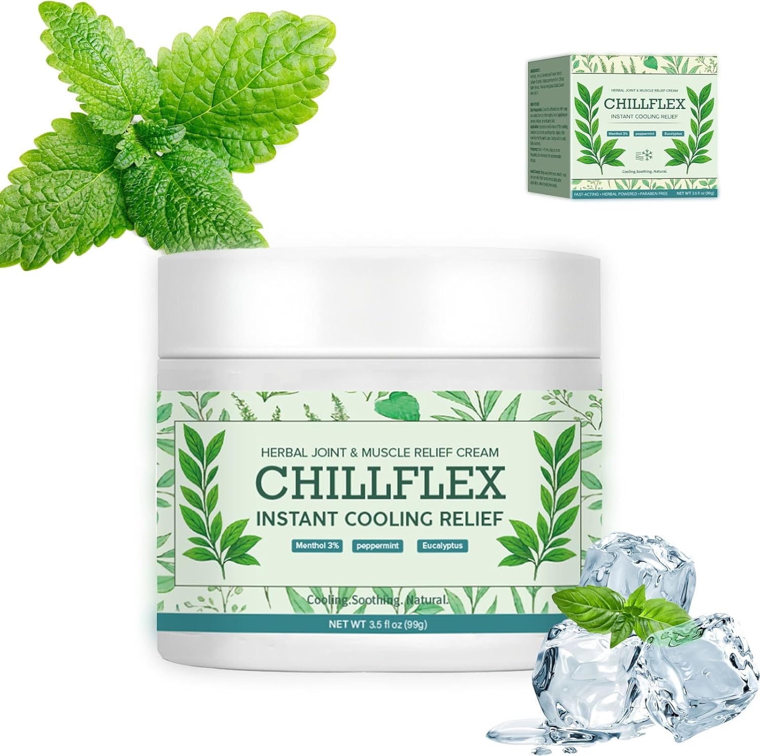 CHILLFLEX Menthol Soothing Cream, Cooling Menthol Gel, Joint Activities Throughout The Body, Cooling Soothing Ointment for Muscle, Fast Absorbing for Women and Men 3.5 Oz