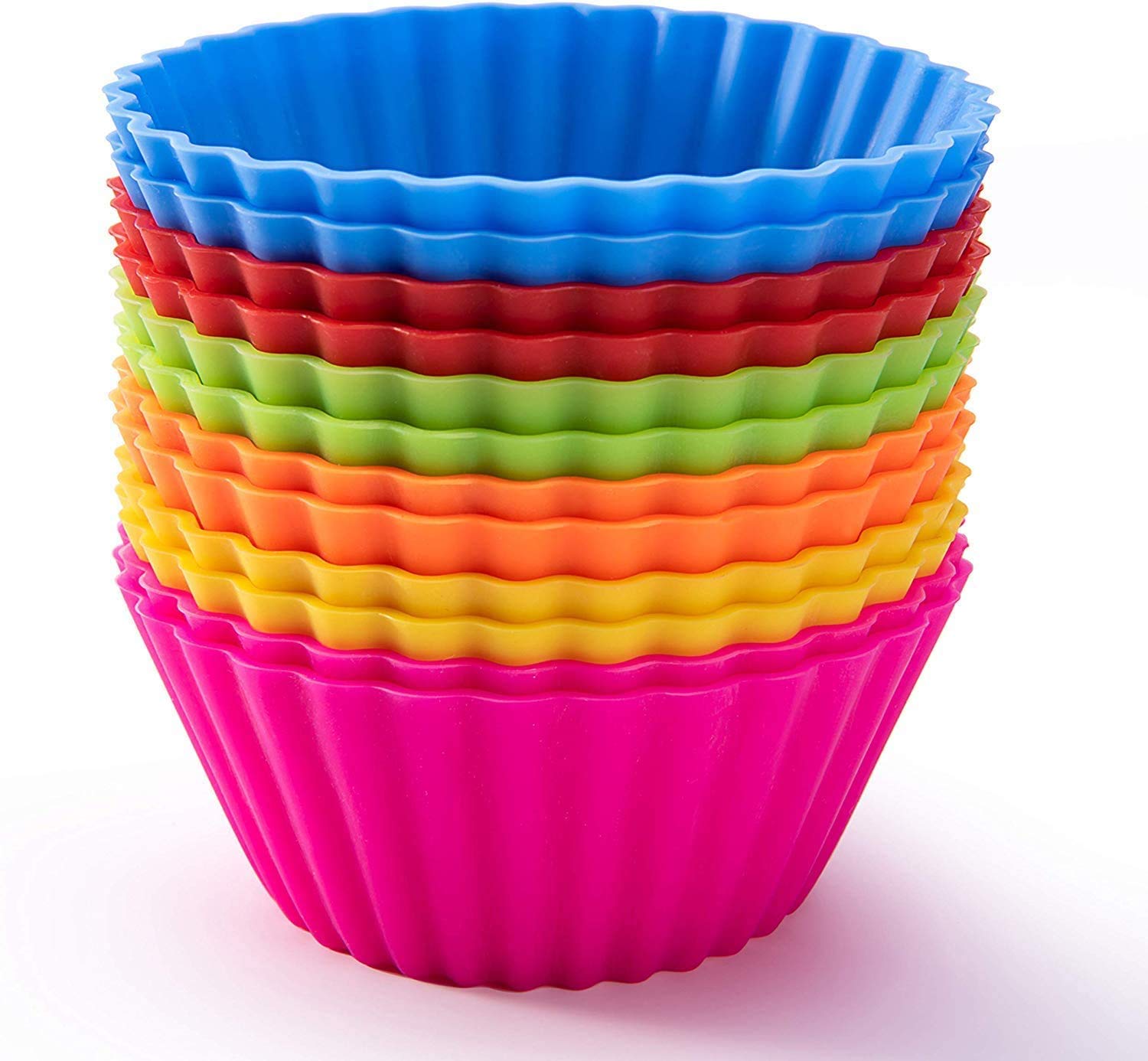 12Pcs/Pack Silicone Baking Cups, REUSable Muffin Cup Liners, Cups Stand Alone Cupcake Holder, Nonstick Quick Release Cake Molds For Parties