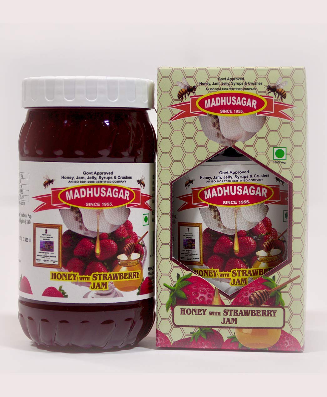 Madhusagar Strawberry Jam with Honey Mahabaleshwar (500 Grams) No Added