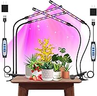 Vista 1 de Garpsen Luces de Crecimiento para Plantas de Interior, 2PCS 2 Cabezales Luces LED de Espectro Completo para Germinación de Semillas, 80 LEDs Luz