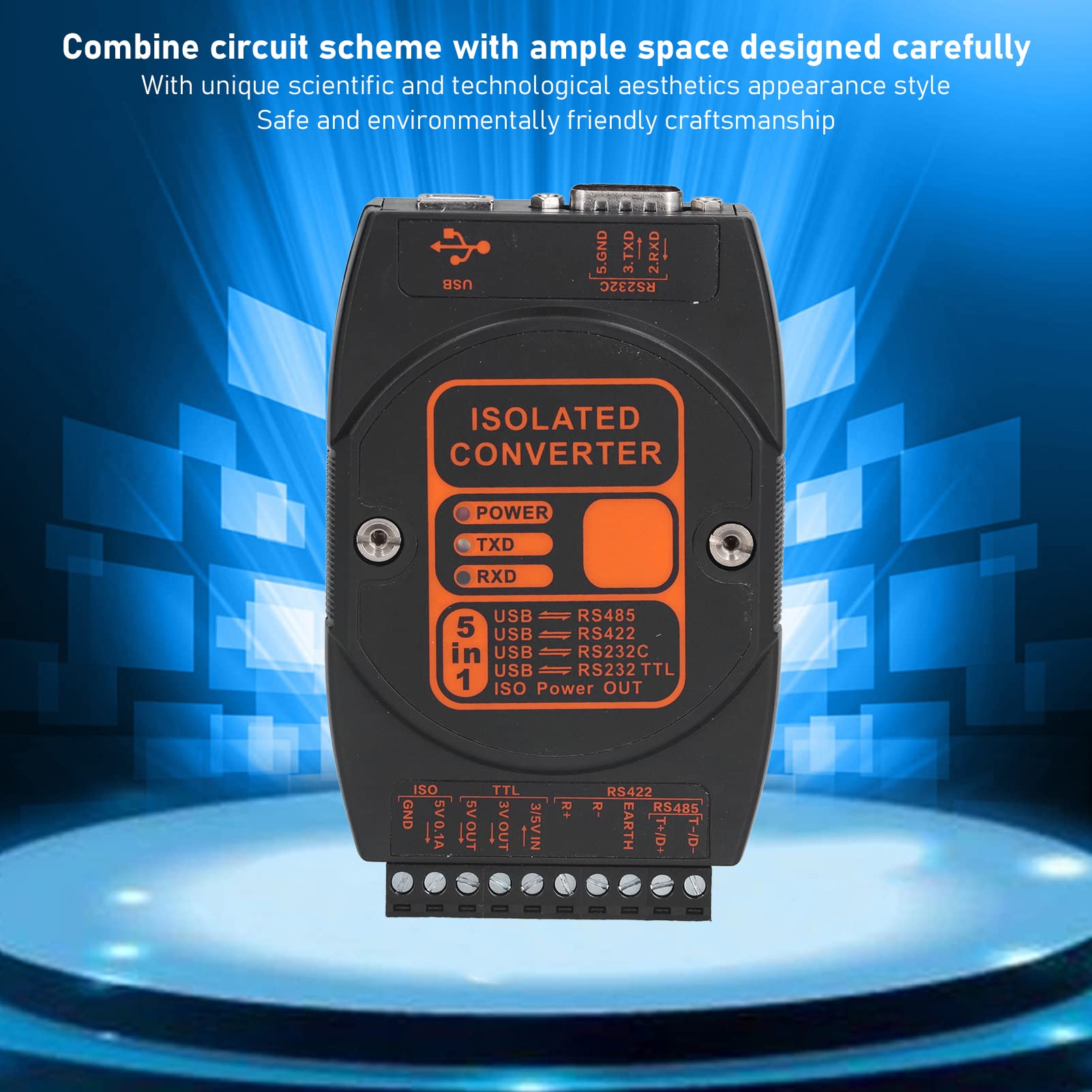 Tyenaza Adaptador USB a Convertidor 5 en 1 Aislamiento de Grado Industrial a 422/232/ttl DCM2610A ((Chip FTDI Velocidad de 12 MB))