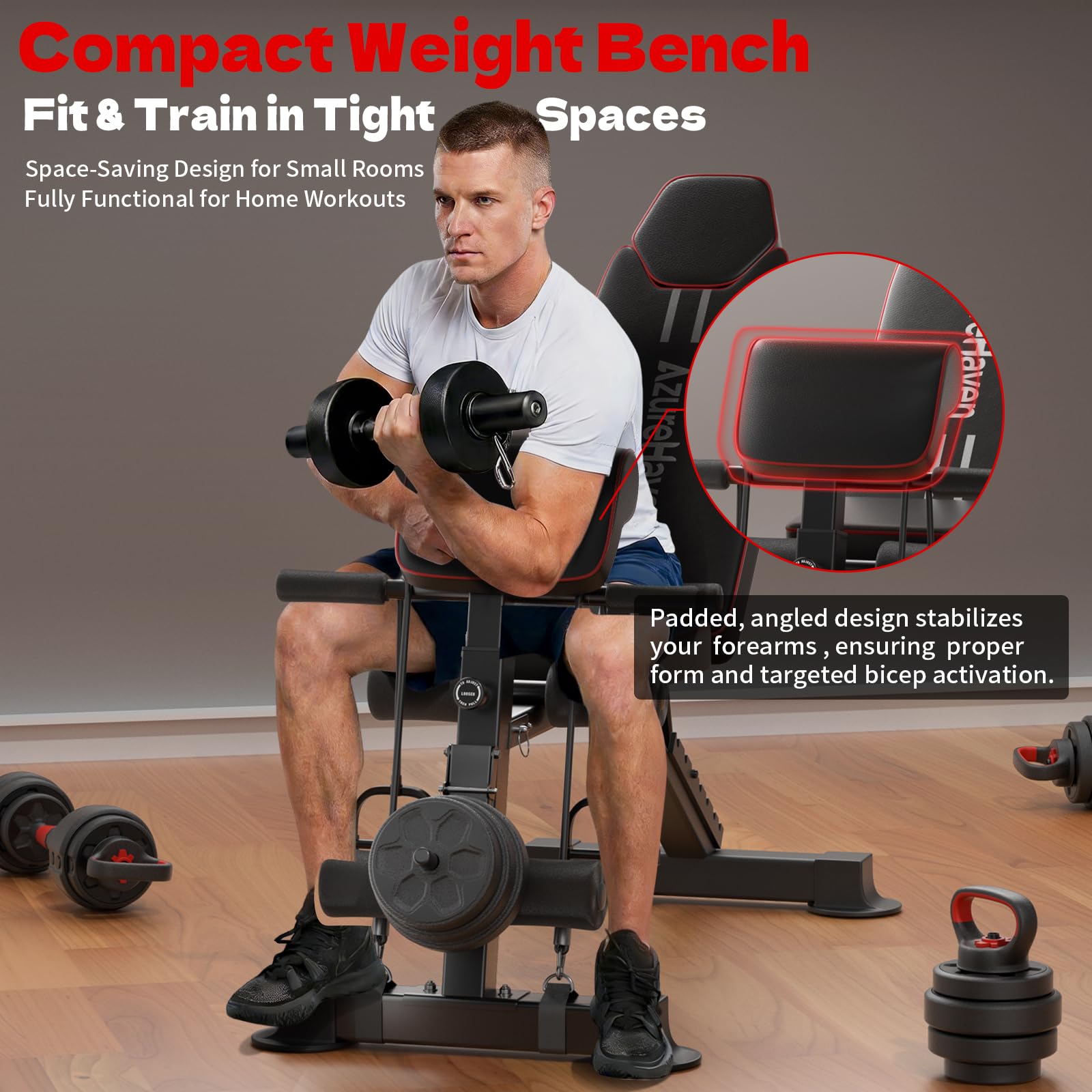 Adjustable Weight Bench, Foldable Incline Decline Flat Workout Bench for Home Gym Full Body Dumbbell Exercise, 660LBS Capacity