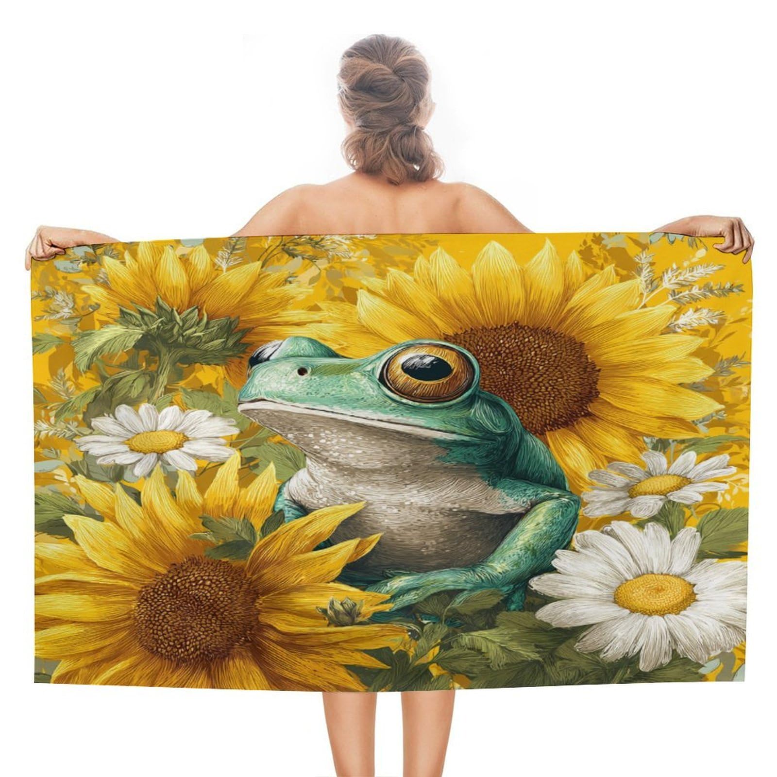 Toalla de microfibra ligera y superabsorbente con diseño de rana rústica de 80X130 cm