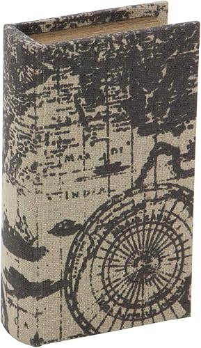 Miniatura 4 de Deco 79 Caja decorativa de madera con forma de libro de almacenamiento con tapa de mapa del mundo, juego de 3 cajas decorativas de recuerdo de 15