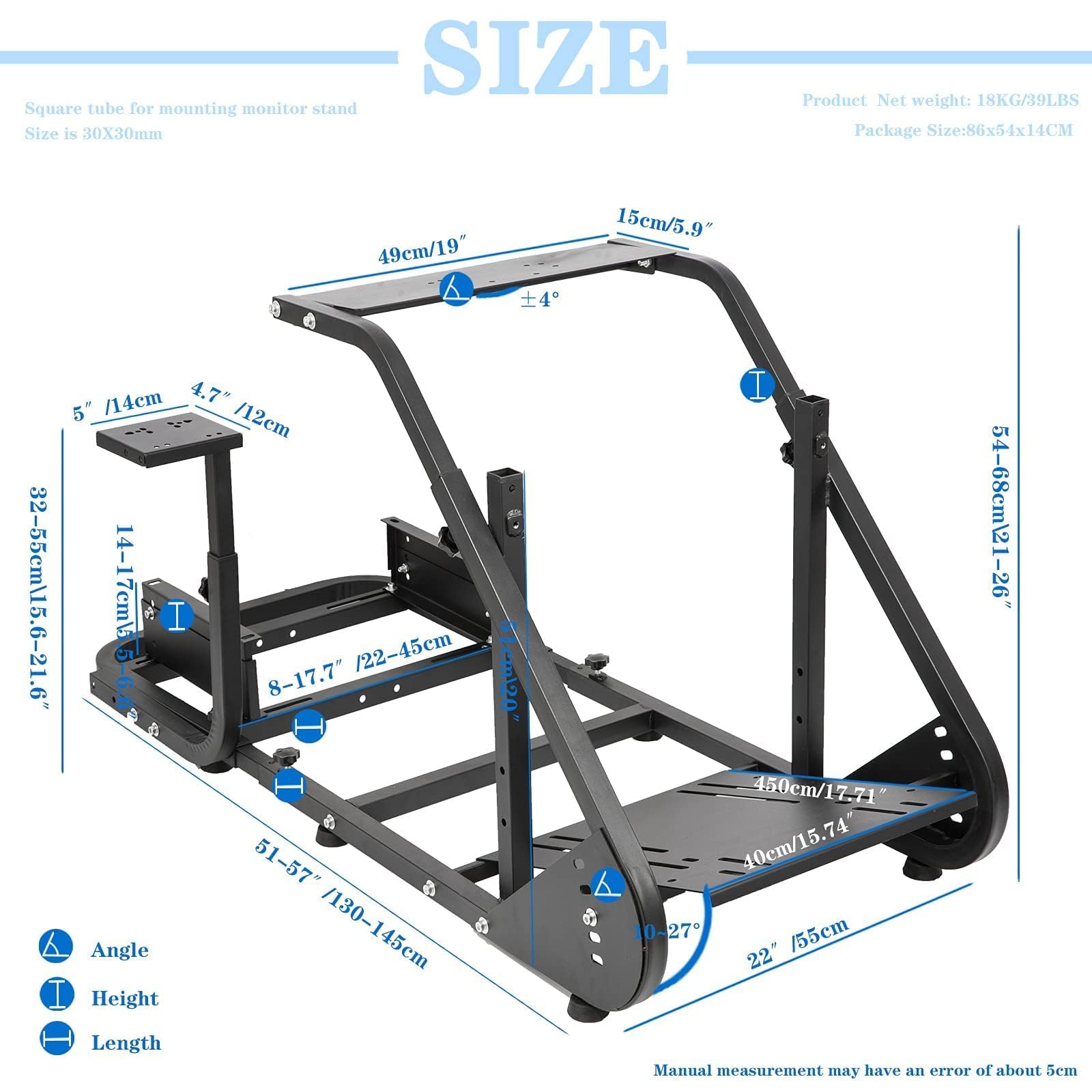 Supllueer Cockpit de simulador de carreras, soporte de volante de carreras para Logitech G25 G29 G37 G920 G923 T300R T500 FANTEC T3PA/TGT, pedales de rueda no incluidos