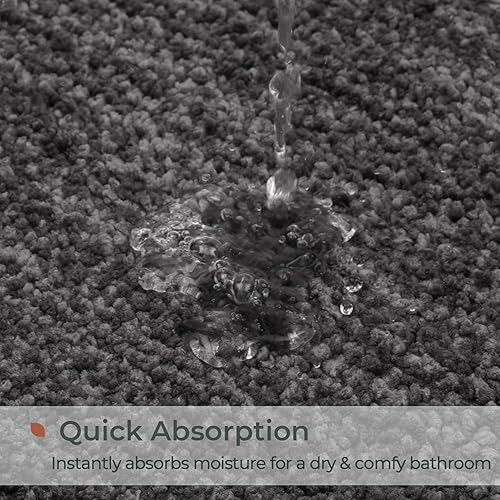 Miniatura 4 de FRESHMINT Melange - Alfombras de baño copetudas de 17 x 24 pulgadas, absorbentes de agua, suaves, para suelo de baño, tapete de ducha antideslizante