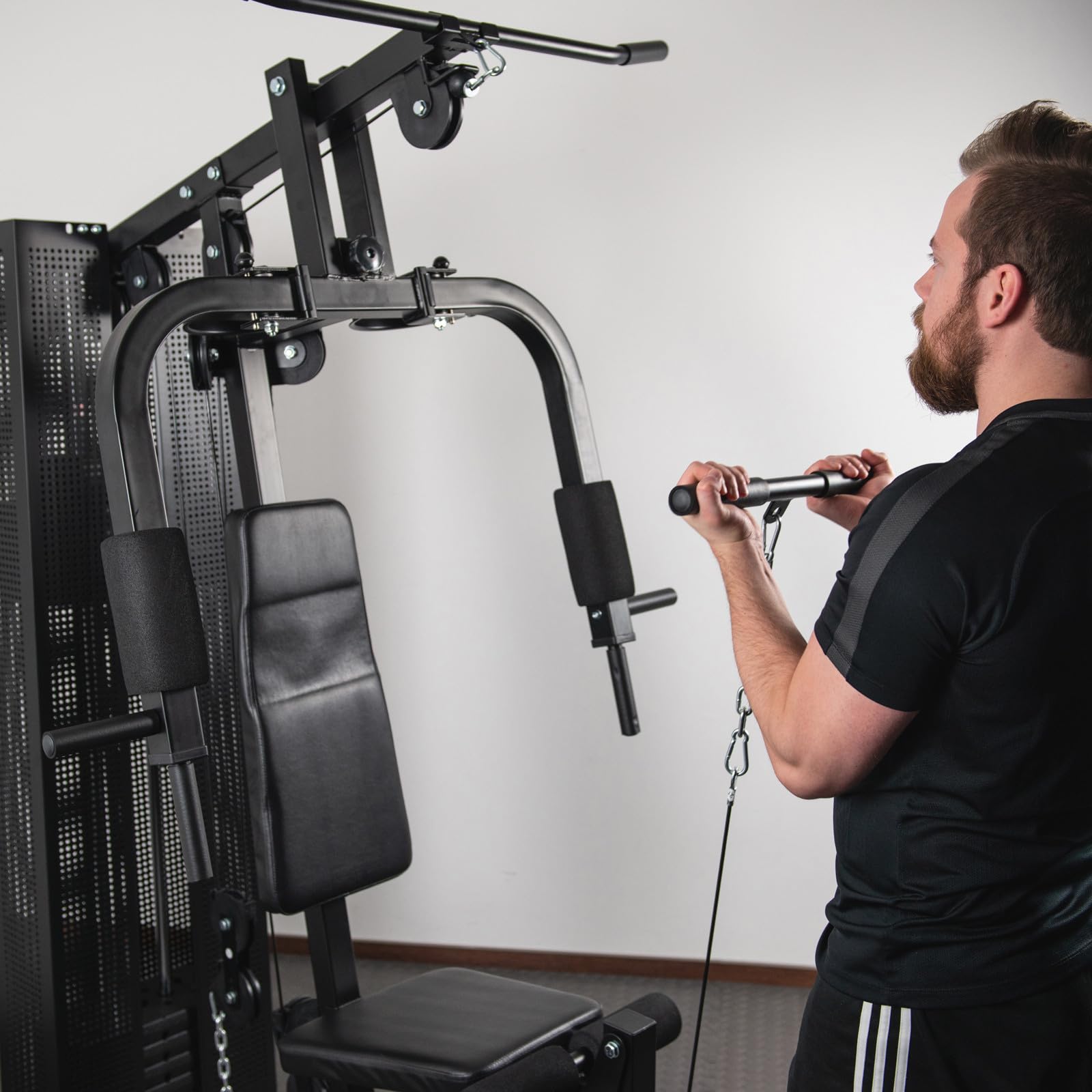 KETTLER Kraftstation Basic – Kompakter Multigym-Station für Ganzkörper-Krafttraining zu Hause, 50-kg-Gewichtsblock, Brustpresse, Butterfly, Latzug, Beinstrecker, max. 100 kg Benutzergewicht