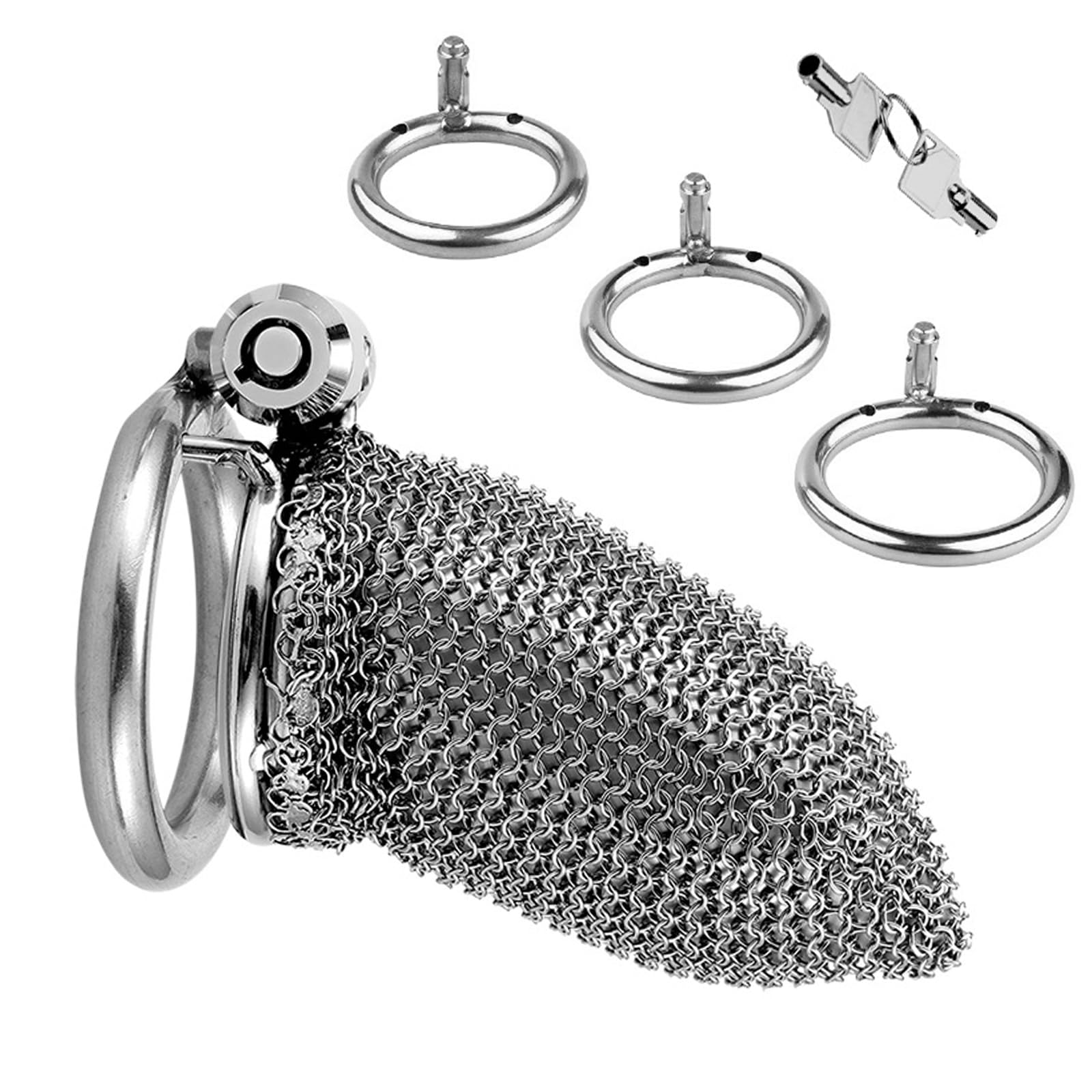 BDSMYEE Chastity cage in Acciaio inossidabile, chastity cage pene per Prevenire L'erezione, gabbia di castità per uomo, cock cage SM bondage slave sex toys (Lungo)