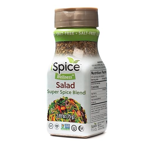 iSpice - Sin sal  Sin azúcar  Mezcla de condimento de superespecias de ensalada de bienestar 100% pura y libre de grasas  Todo natural  Listo para