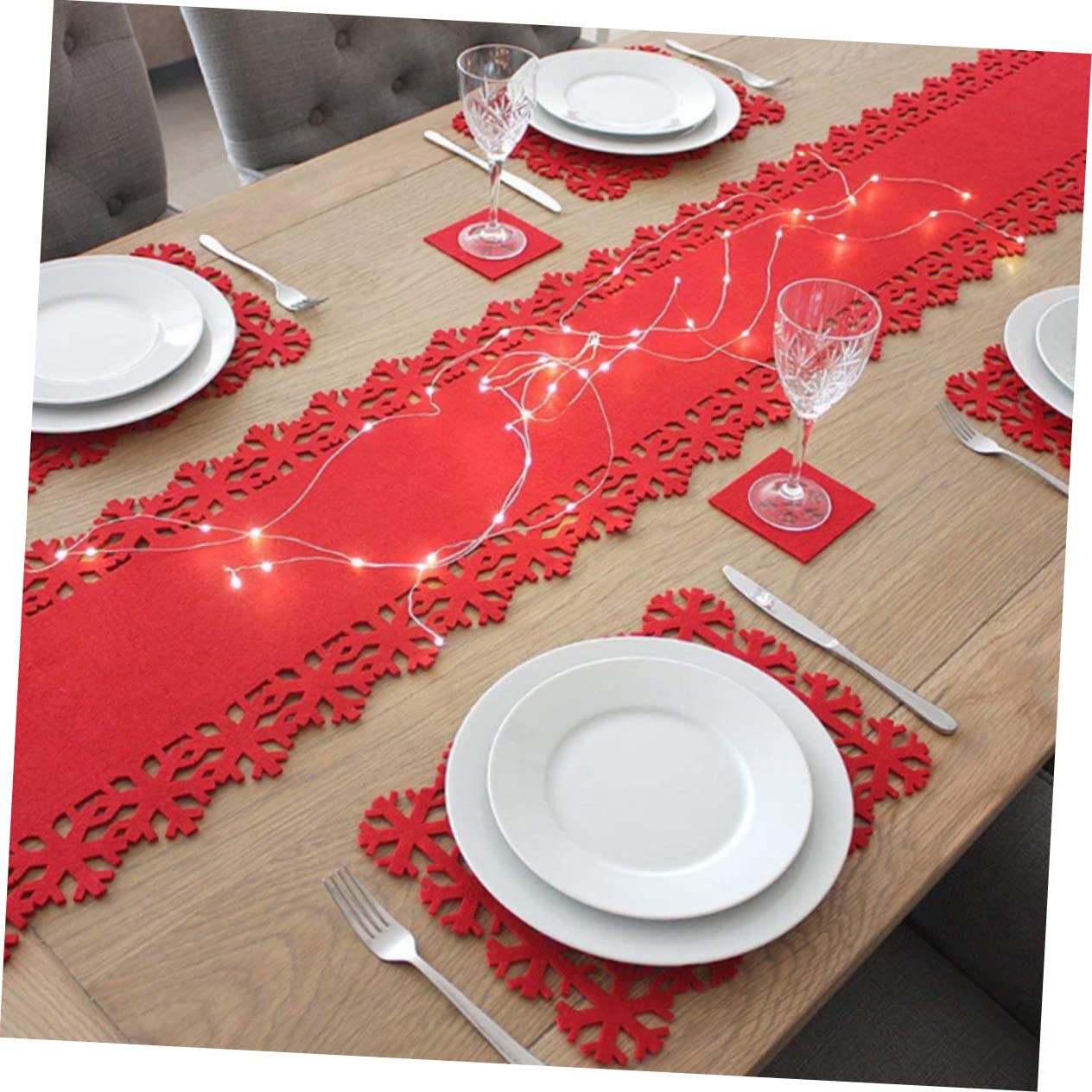 MAGICLULU 5 Ensembles Set De Table Flocon De Neige Décorations De Flocon De Neige pour Table Sets De Table De Noël Nains De e Artificiels Décorations De Noël Table De 4 pièces * 5