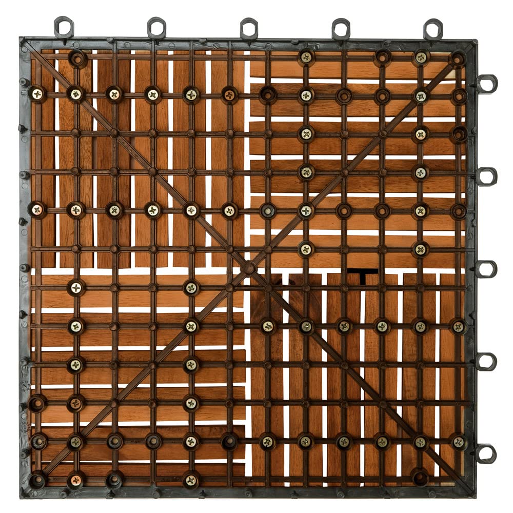 Casaria Piastrelle Legno Acacia 66pz Certificato FSC® Mattonelle 6m² ad Incastro 30x30cm Esterno Mosaico Quattro