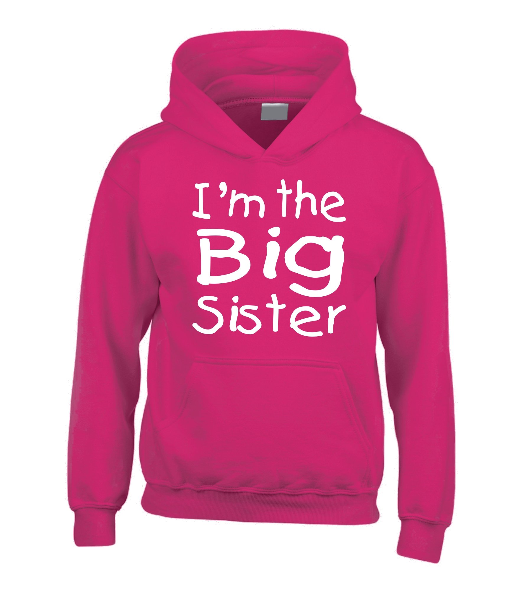 Edward Sinclair Fuchsia | 9-11Years (32") | I'm The Big Sister | Hoodie | With White Glitter Print