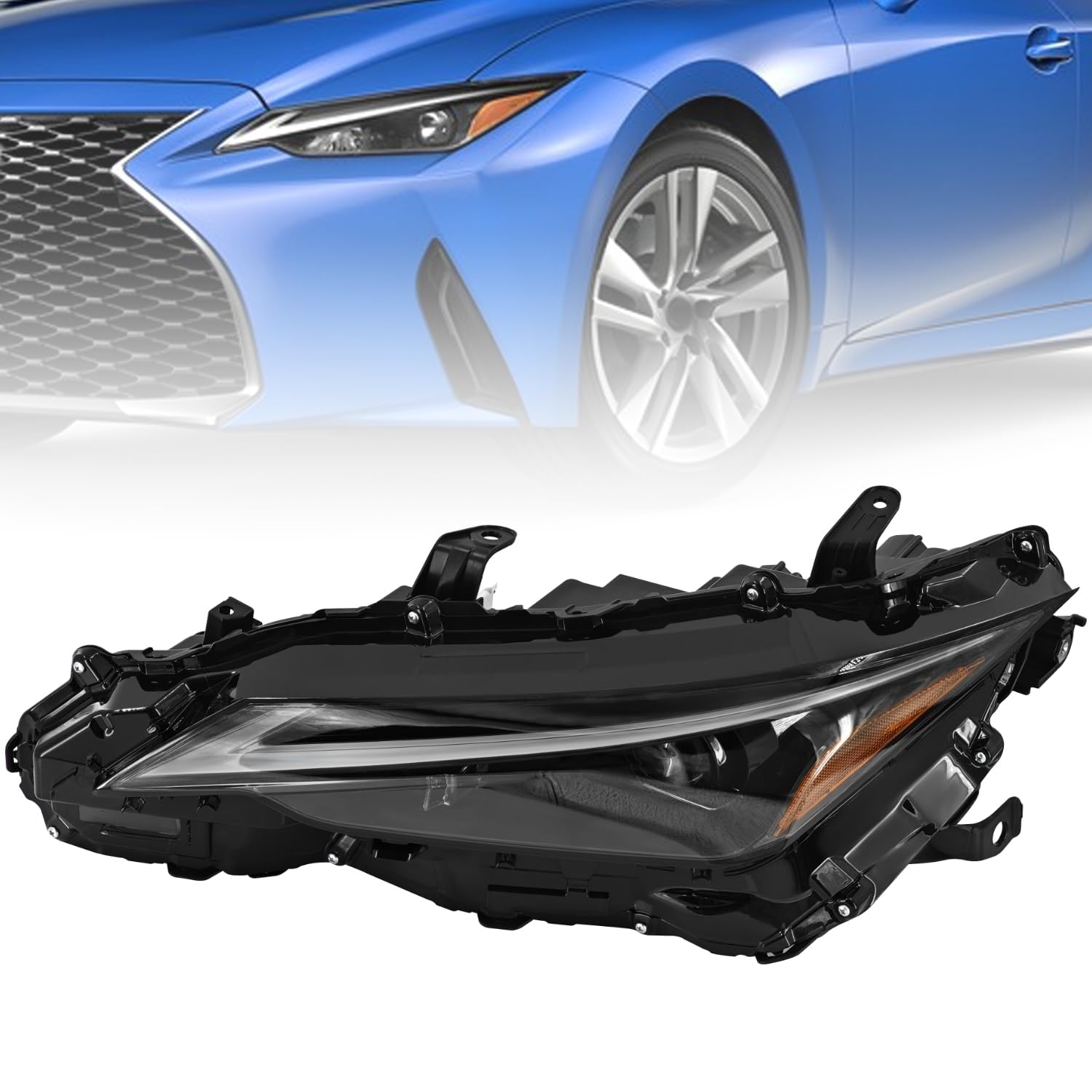 Photo 1 of ***HAS DAMAGE/MISSING A PIECE THAT GOES TO BULB*** HonHuCo LX2502190 Bi-LED Left Headlight Assembly Fits for Lexus IS300 IS350 2021-2024 for IS500 2022-2024 8118553A00 Driver Side HeadlampPNNH5GHFVP13