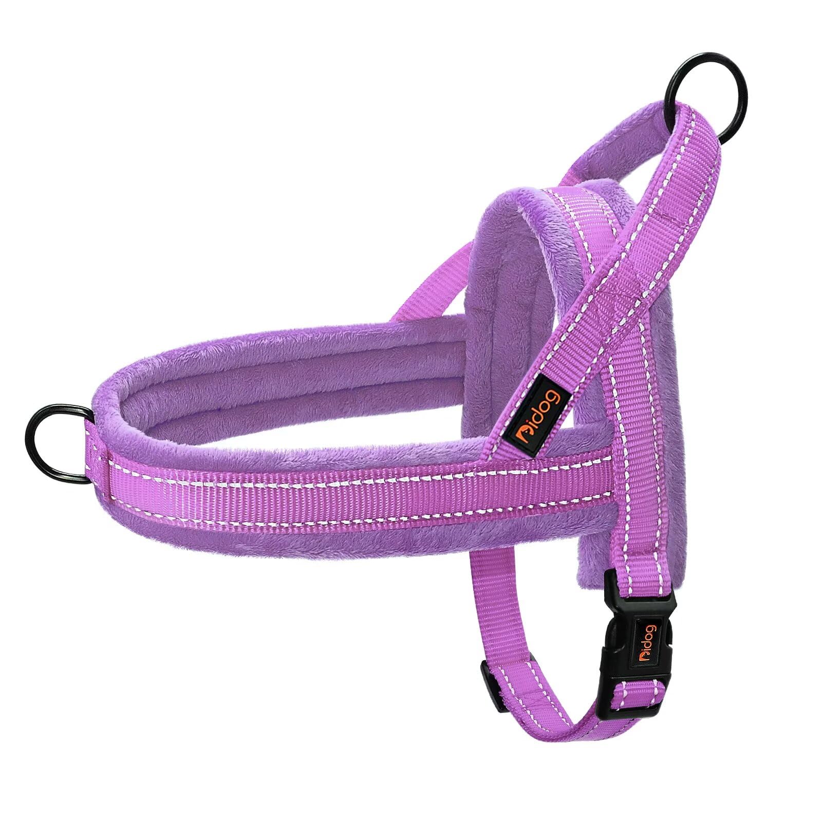 Didog Soft Flannel Padded Dog Vest Harness,Escape Proof/Quick Fit Reflective Dog Strap Harness, Easy for Training Walking(S:Chest 18-22", Purple)