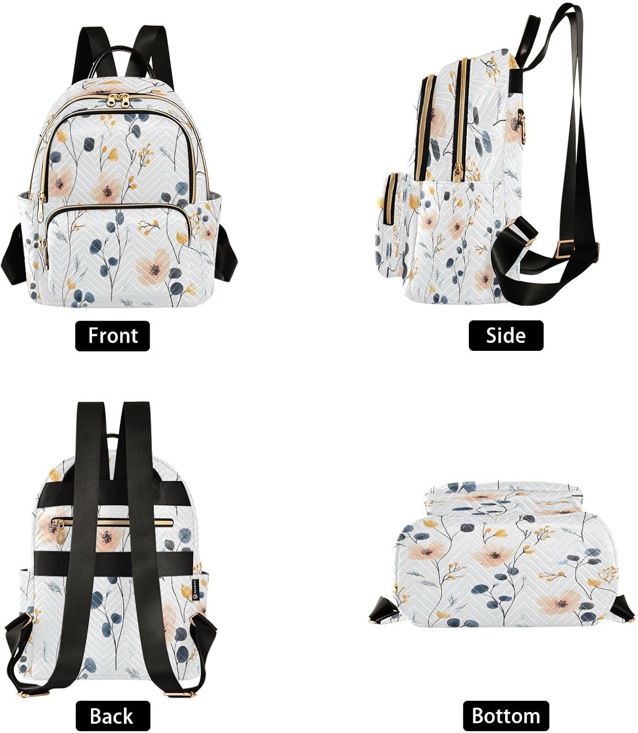 Flower Plant Small Backpack Purse for Women Travel Bag Lightweight Shoulder Bag Fashion Daypack