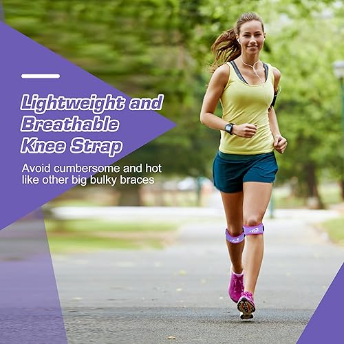 Miniatura 4 de IPOW Paquete de 2 correas de soporte para tendón rotuliano bordado, alivio del dolor de rodilla y estabilizador de rótula, soporte de rodilla para