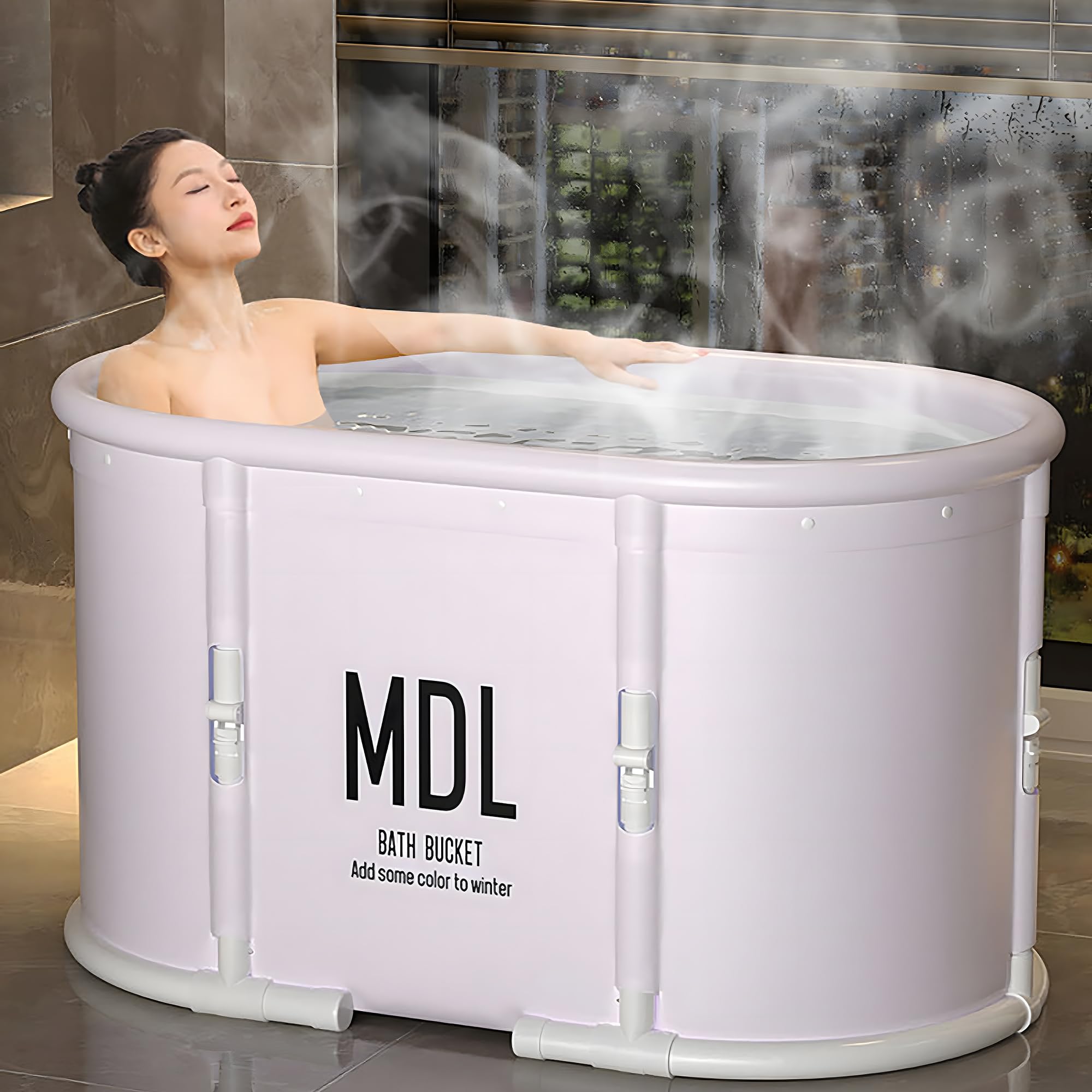 Portable Bathtub, Foldable Bathtub No Installation, Freestanding Shower Bathtubs With Cushion, Collapsible Spa Soaking Bath Tub, Hot & Bath Tub Indoor Outdoor (light Gray) P 368021127